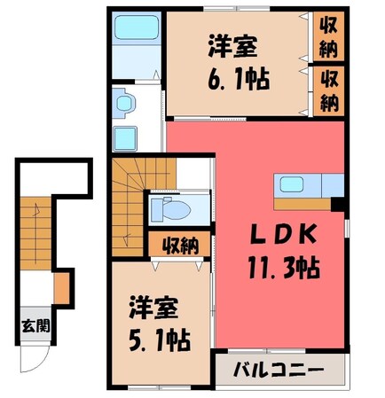 古河駅 徒歩23分 2階の物件間取画像